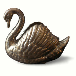 bronze ceramic swan