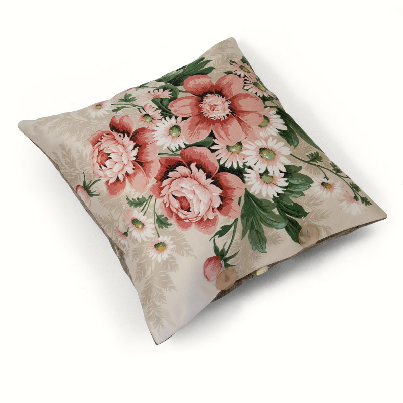 Pink vintage floral cushion