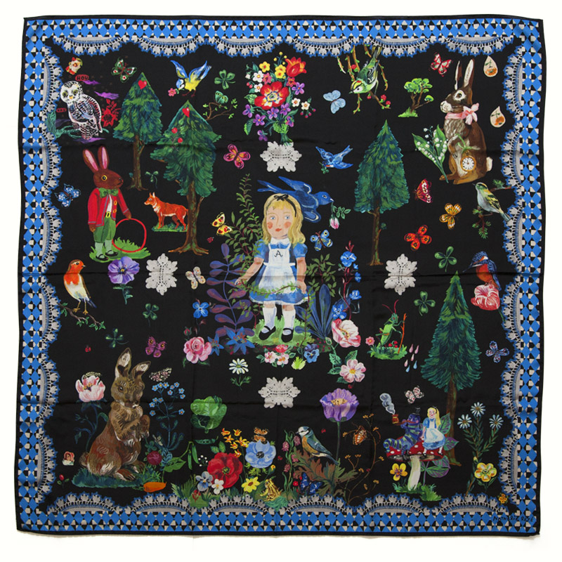 Nathalie Lete silk scarf - Alice in Wonderland