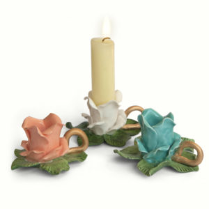 Rose Candle Holders - pink, white, blue